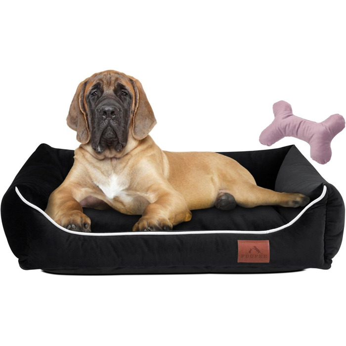 Крісло-ліжко для собак XL | Собаче ліжко 120 x 90 см | Зручне ліжко для великих собак | Знімний чохол на блискавці | Würzig (XL 120x90, Чорний)