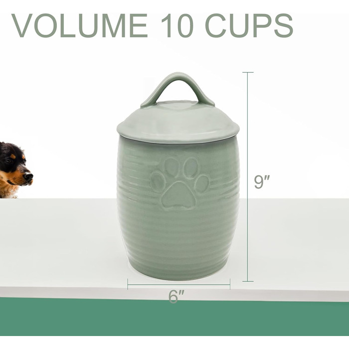 Контейнер для собачих ласощів NIXBYO, зелений, кераміка, герметичний, для зберігання