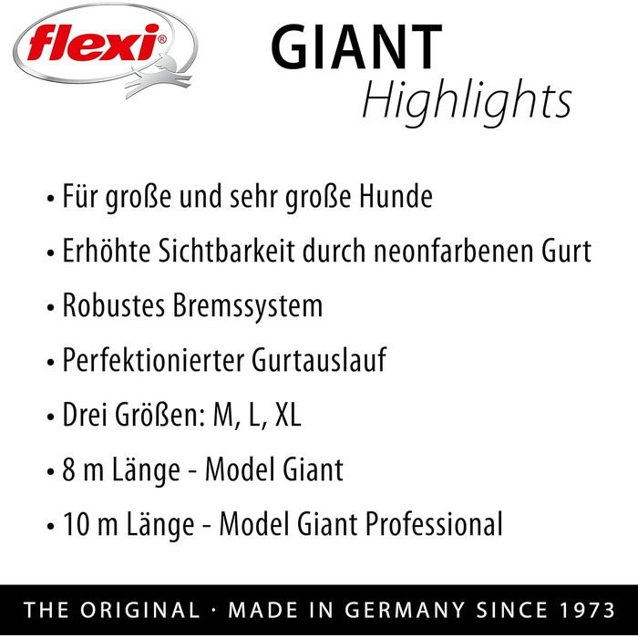 Рулетка Flexi Giant XL 8 м для великих і сильних собак, чорна/неонова жовта