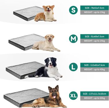 Кіжне ліжко YITAHOME для собак - 76x51 см, знімний чохол, килимок для собак, миється, не слизьке, сірий 76x51x7.5 см (Д x Ш x В)