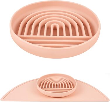 Силіконова миска для собак Slow Food, проти блювоти, не ковзає, рожева