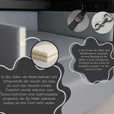 Килимок у багажник для собак Golden Dog, захист сидінь авто, штучна шкіра, 100 x 80 см, сірий