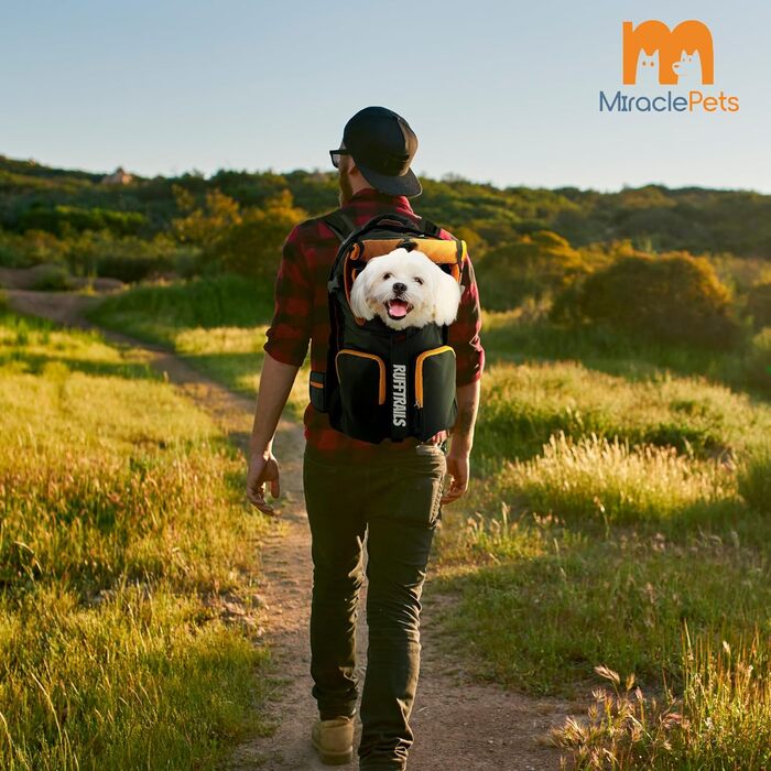 Рюкзак для собак Miracle Pets Rufftrails до 9 кг - водонепроникний, дихаючий, для походів, пляжу, парку - чорний
