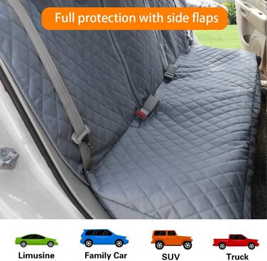 Авточохол на сидіння для собак з віконцем та боковою клапаною, водовідштовхуючий та нековзний, для автомобілів, вантажівок та SUV (144 см x 129 см)