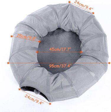 PAWZ Road Тоннель для котів, іграшка-тоннель, сірий, кругла форма