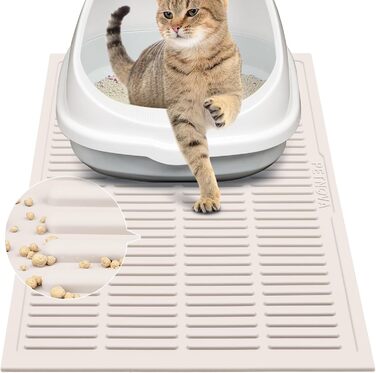 Килимок для котячого туалету PetNova, гумовий, водонепроникний, рожевий, легке очищення, 61×38 см