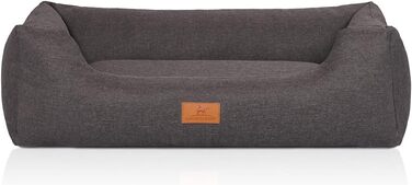 Ліжко для собак Knuffelwuff Lotte XXL 120x85 см, велюр, знімний чохол, сіре, для великих, середніх і малих собак, пране