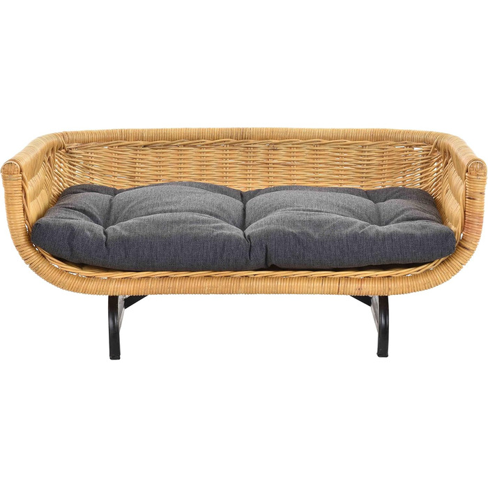 Ексклюзивний плетений лежак для собак/кішок з ротангу, великий (XL), з подушкою, Honey