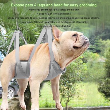 Набір гамаків для домашніх тварин, дихаючий матеріал, запобігає натиранню, регульовані ремені, шлейка для собак, повід для маленьких тварин (L), сірий L