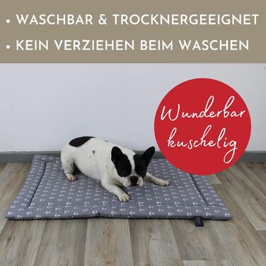Літня собача лежанка HS-Hundebett® XS 45x65 см, бавовна з наповнювачем, двостороння, прана, легка, анкер сірий, вироблено в Німеччині