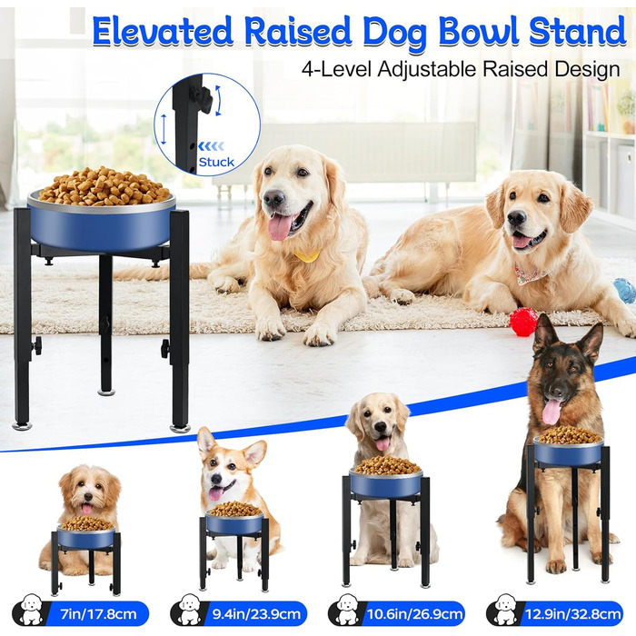 Підставка для корму для собак Triangle, регульована висота, метал, стабільна та протиковзна