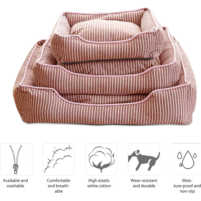 Ортопедичне ліжко для собак Petcute знімний, миючий чохол, антиковзаюче, для маленьких собак, червоний