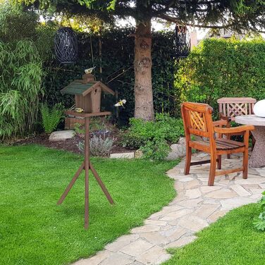 Дерев'яний годівничка для птахів Relaxdays з підставкою, силосом, водостійким дахом, для саду, 137x68x55 см, коричнево-зелений