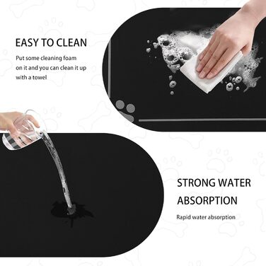 Німецька килимок під миску для собак та котів, чорний, 40x60 см, неслизький, швидковисихаючий, легко миється