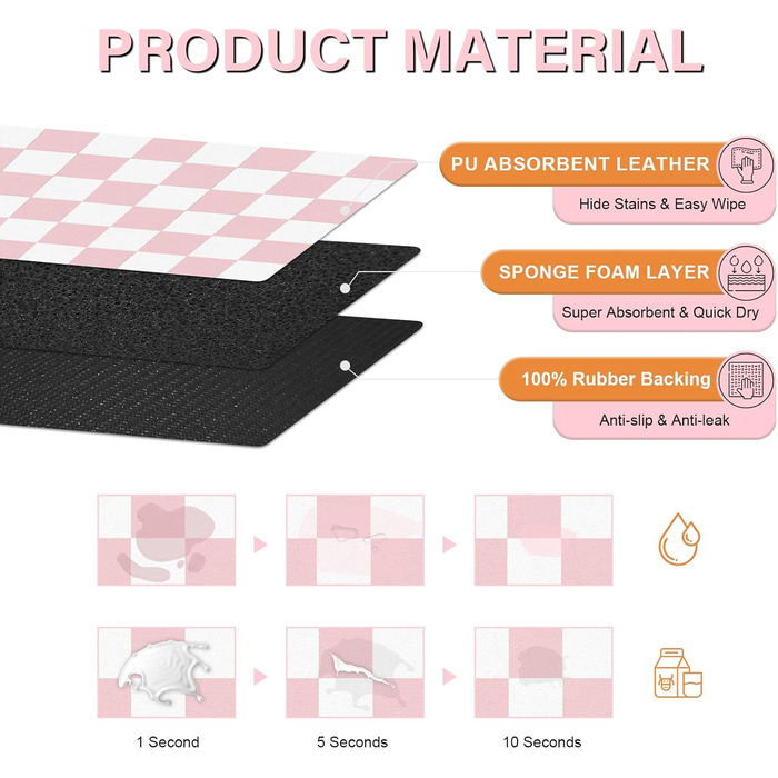 Килимок для годівлі котів та собак BLESWIN - антиковзкий килимок під миски для тварин, 71x42 см, чорно-білий