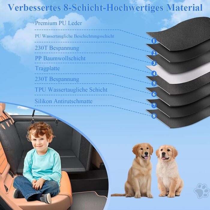 Накладка на сидіння автомобіля для собак CIGAA, водонепроникна, стійка до подряпин, з жорсткою основою, помаранчевого кольору