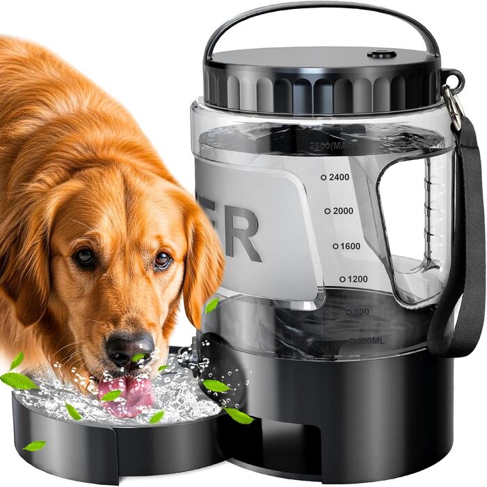 Водяна пляшка для собак Lesotc 2200 мл (2.8л) – велика, для подорожей, чорна