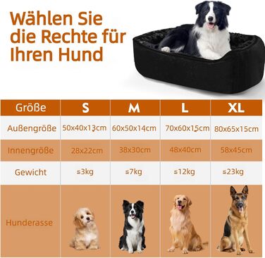 М'яке ліжко для собак Muecleao, зручне собаче ліжко з плюшу, коврик для собак та антиковзний собачий кошик для маленьких та середніх собак (Чорний, 60x50x14 см)