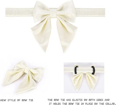 Нашийник для собак Lionet Paws з метеликом - зручний шовковий нашийник для маленьких собак, розмір 25-40 см. Білий комплект (1 шт.)