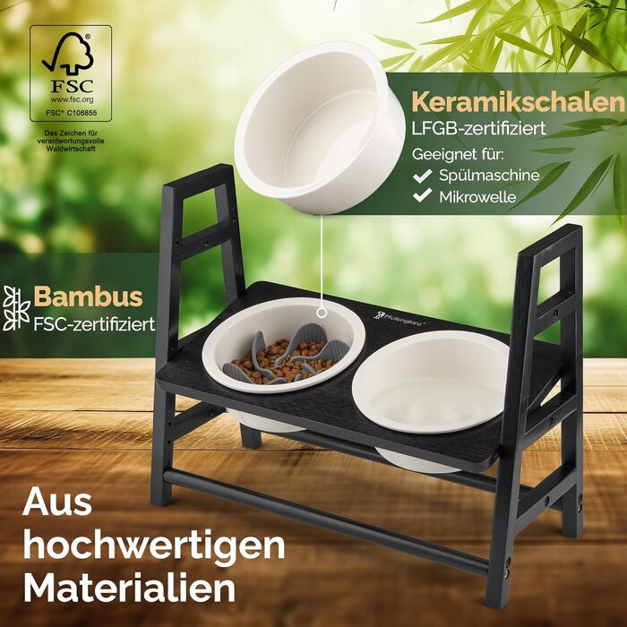 Підвищений миска для собак Pfotenglanz - Набір мисок з кераміки для їжі та води - Миска-антизаглиблення для здорових собак. Миска для собак, кераміка, антизаглиблення, годівниця для собак