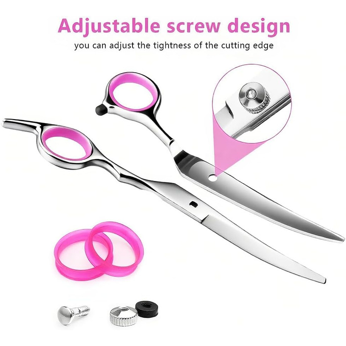 Набір професійних ножиць для грумінгу собак та котів, 5 шт. з нержавіючої сталі: ножиці для підстригання, ножиці для витончення, ножиці з вигнутим лезом, ножиці для стрижки лап, гребінець для грумінгу