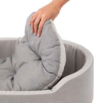 Крісло-ліжко для собак Ferplast - м'яке ліжко для маленьких собак з антибактеріальним захистом, бавовна, 55 x 41 x 15 см, сірий колір