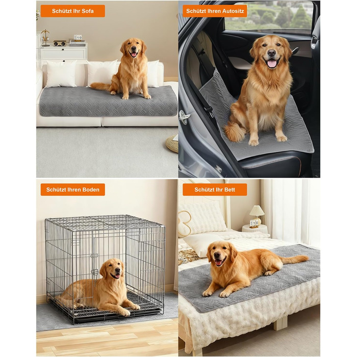 Водонепроникний килимок для собак, захист дивану та авто, 130x100 см, сірий CTH017G