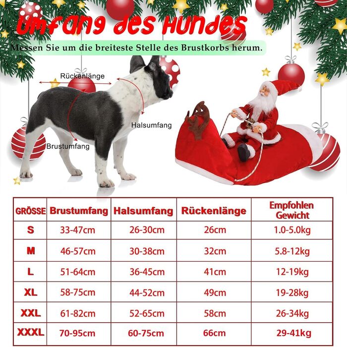 Костюм Святого Миколая для собак RANYPET: теплий та святковий набір для собак та котів, розмір 3XL XXXL (обхват шиї 60-75 см, обхват грудей 70-95 см), червоний