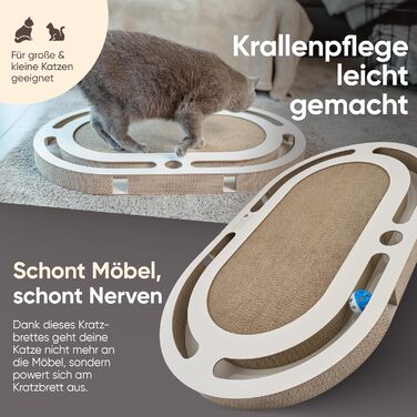 PAWZONE Драбина-крізь-стіну для котів, 72x45 см, двостороння, знімні елементи, іграшки, XXL картон, MDF, біла