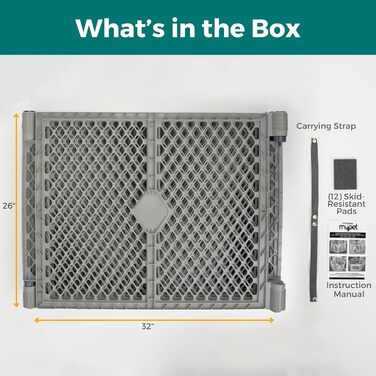 Laufstall для собак North States MYPET Petyard, 6 панелей, 66 см, складаний, для дому та вулиці, Feldstone Basic