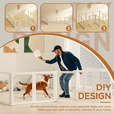 Кізохід для собак Citylife 6-TLG 60см, складаний вольєр для собак з дверцятами, вольєр для собак у квартиру, великий кізохід для собак, котів, кроликів, дрібних тварин, з неслизьким покриттям, прозорий (12-TLG 75CMH)