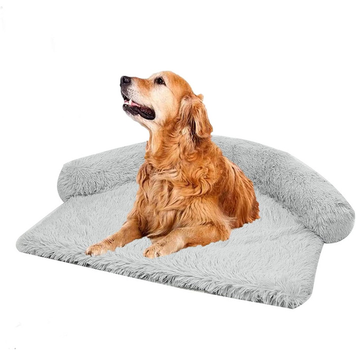 М'яка плюшеві килимки для собак на диван, заспокійливе ліжко для собак, ультрам'яке хутро для домашніх тварин, м'яке, можна прати, подушка, захист меблів, ліжко для собак та котів (M, світло-сірий)