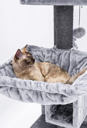 Дизайнерський котячий дряпак Petrebels Cleopatra 134 см, преміум-якість, сіра XL лежанка, котяча хатка, стовпи Ø9 см