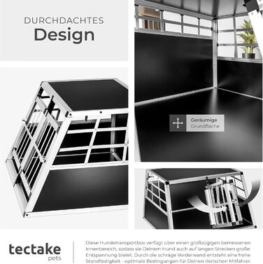 Транспортна переноска для собак tectake® - подвійна, алюмінієва, 89x69x50 см. Підходить для авто та дому.
