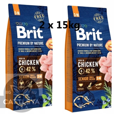 Сухий корм для собак Brit Premium by Nature Senior S+M з куркою, 15 кг