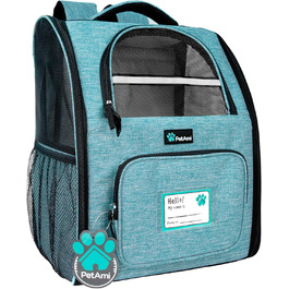 Рюкзак для тварин PetAmi: для котів, собак, цуценят. Повітряний, для подорожей, кемпінгу. Океановий блакитний.