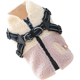 Теплий зимовий одяг для собак | Вітронепроникний, з флісовою підкладкою | Для цуценят та середніх собак | Підходить для прогулянок, спорту та активного відпочинку на вулиці (рожевий та білий)