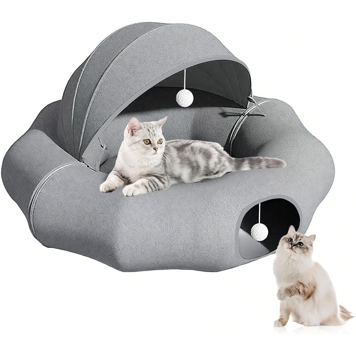 Туннель-лежанка для котів Teeloray Road, сірий, діаметр 90 см - іграшка-лежанка для котів, тунель-схованка