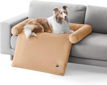 Водонепроникне ліжко для собак Allisandro з знімним, пральним чохлом з штучного хутра, захист меблів, світло-коричневий, M