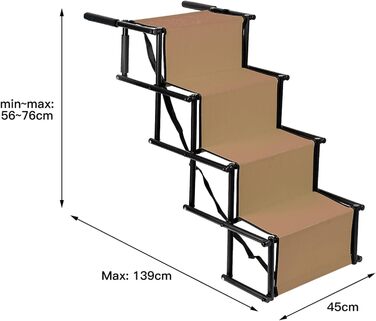 Рампа для собак у машину, складна, регульована висота, до 75 кг (чорний) (Brun)