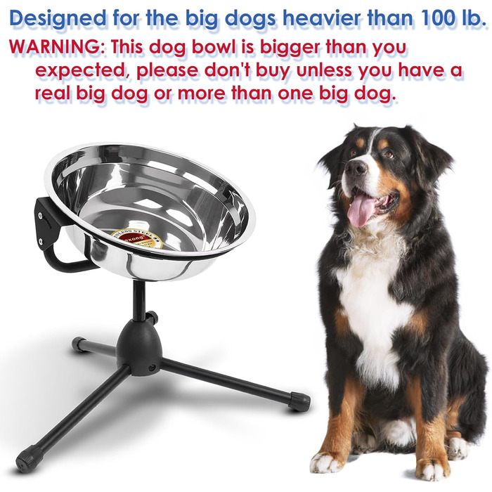 Підвищена годівниця для собак Vexong, регульована висота, неслизька, з нержавіючої сталі, довговічна, знімна, 30 x 8,9 см, 1 шт.