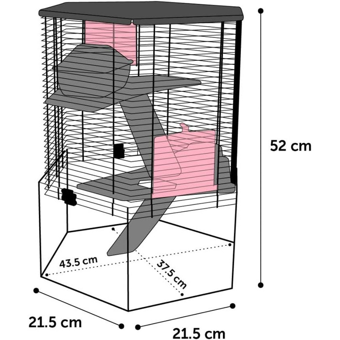 Клітка для гризунів Flamingo Vitru, шестикутна, 43,5×52 см