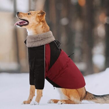 Зимовий одяг для собак, непромокаючий та вітронепроникний з дзвоником для малих, середніх та великих собак, світловідбиваюча куртка з захистом живота (S, червоний)