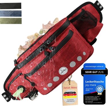 Водонепроникна сумка-пояс для собак - сумка для ласощів, сумка для тренувань, сумка для прогулянок з тримачем для пляшки, сумка для корму з дозатором для відходів, бордово-червона