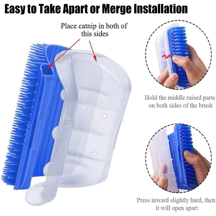 Настінна щітка-самостійний грумер для котів PTONZ з котячою м'ятою, 2 шт. - для видалення шерсті та масажу