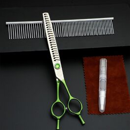 Вигнуті ножиці для собак - 7.0' професійні ножиці для грумінгу собак з японської сталі, ножиці для догляду за шерстю собак та котів, зелені (тонкість леза 40%-60%)