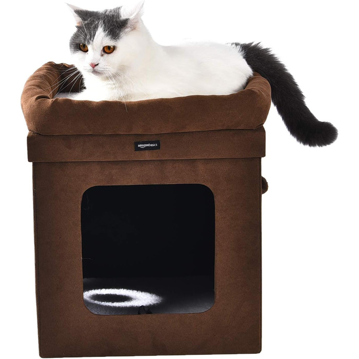 Складаний будиночок для котів Amazon Basics, коричневий, 38x38x43 см