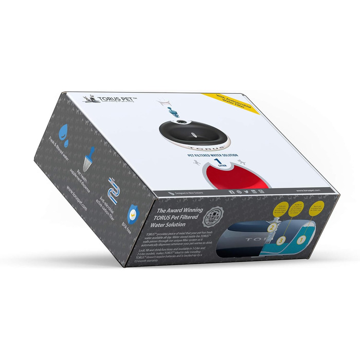 Автоматична поїлка Torus Pet Mini 1 л, червона, з фільтрацією, для котів та малих собак, портативна, антимікробна, BPA Free