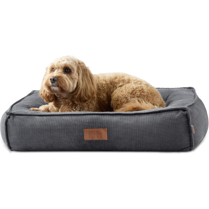 Крізьовий лежак для домашніх тварин Town & Country Luxe CuddleTown, розмір M, 68x57x17 см, кремовий, знімний чохол, протиковзке дно