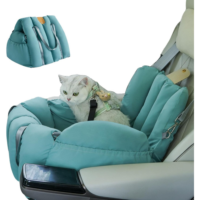Автокрісло для собак та котів - переноска, автосидіння для тварин з регулюванням, бавовняна підкладка, з ременем безпеки, портативна підставка для собак та котів